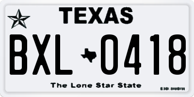 TX license plate BXL0418