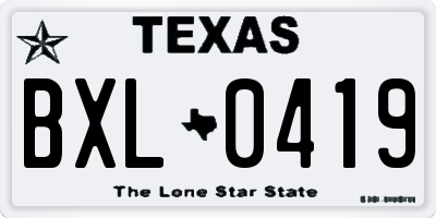 TX license plate BXL0419