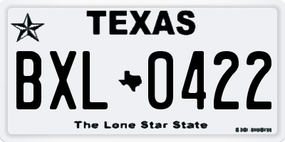 TX license plate BXL0422