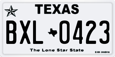 TX license plate BXL0423
