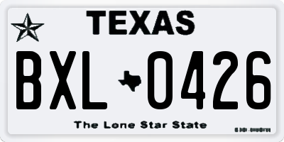 TX license plate BXL0426