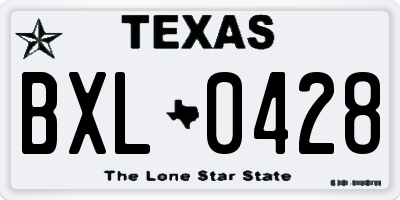 TX license plate BXL0428