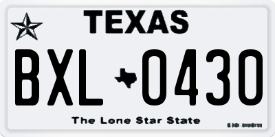 TX license plate BXL0430