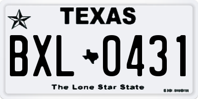 TX license plate BXL0431