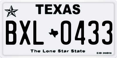 TX license plate BXL0433