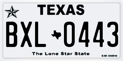 TX license plate BXL0443