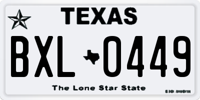 TX license plate BXL0449