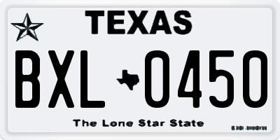 TX license plate BXL0450