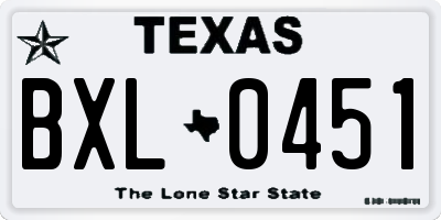 TX license plate BXL0451