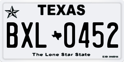 TX license plate BXL0452