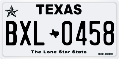 TX license plate BXL0458