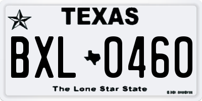 TX license plate BXL0460