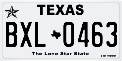 TX license plate BXL0463