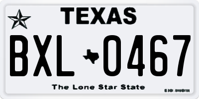 TX license plate BXL0467