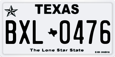 TX license plate BXL0476
