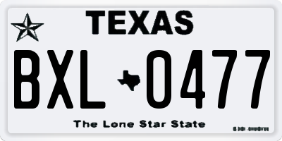 TX license plate BXL0477