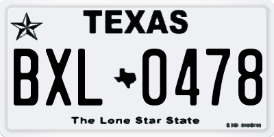 TX license plate BXL0478