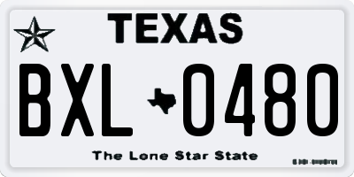 TX license plate BXL0480