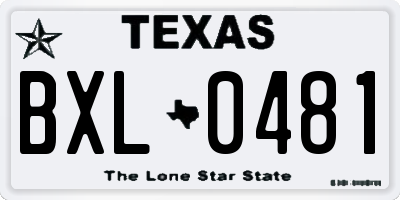 TX license plate BXL0481