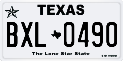 TX license plate BXL0490
