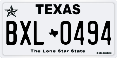 TX license plate BXL0494