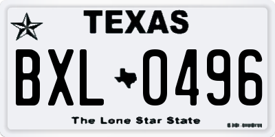 TX license plate BXL0496
