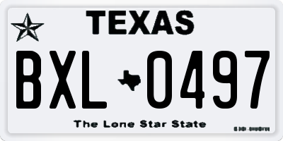 TX license plate BXL0497
