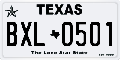 TX license plate BXL0501