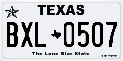 TX license plate BXL0507
