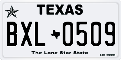 TX license plate BXL0509
