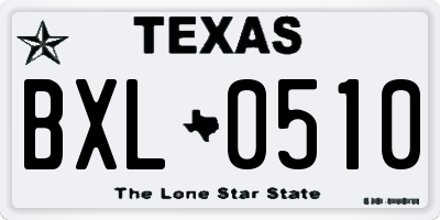 TX license plate BXL0510