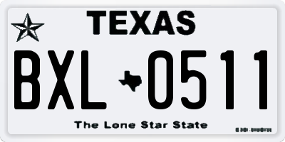 TX license plate BXL0511