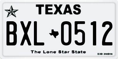 TX license plate BXL0512