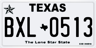 TX license plate BXL0513