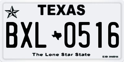 TX license plate BXL0516