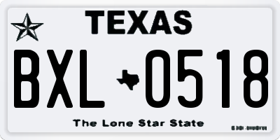 TX license plate BXL0518