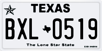TX license plate BXL0519