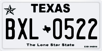 TX license plate BXL0522