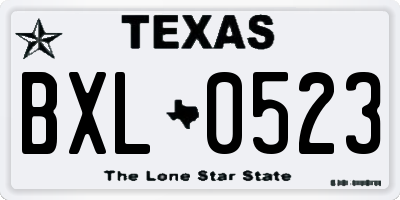 TX license plate BXL0523
