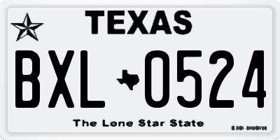 TX license plate BXL0524