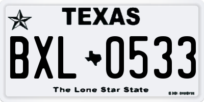 TX license plate BXL0533