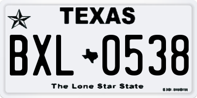 TX license plate BXL0538