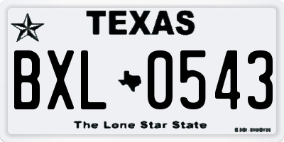 TX license plate BXL0543