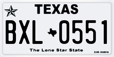 TX license plate BXL0551