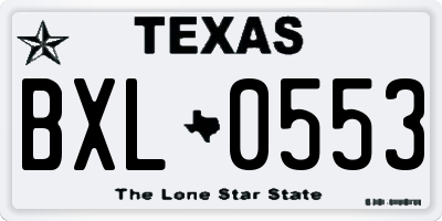 TX license plate BXL0553