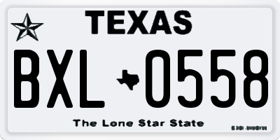 TX license plate BXL0558