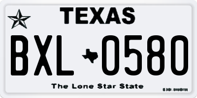 TX license plate BXL0580