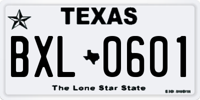 TX license plate BXL0601