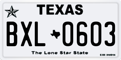 TX license plate BXL0603