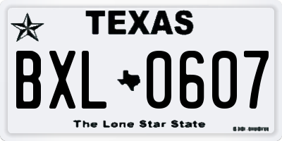 TX license plate BXL0607